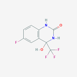 molecular formula C9H6F4N2O2 B13145023 6-Fluoro-4-hydroxy-4-(trifluoromethyl)-3,4-dihydroquinazolin-2(1H)-one 