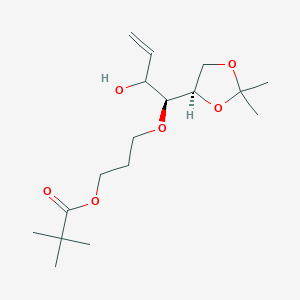molecular formula C17H30O6 B13145093 3-(((1S)-1-((R)-2,2-dimethyl-1,3-dioxolan-4-yl)-2-hydroxybut-3-en-1-yl)oxy)propyl pivalate 