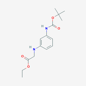 molecular formula C15H22N2O4 B13145234 Ethyl (3-((tert-butoxycarbonyl)amino)phenyl)glycinate 