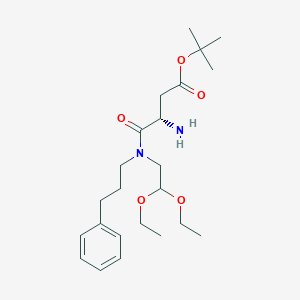 molecular formula C23H38N2O5 B13145243 tert-Butyl(S)-3-amino-4-((2,2-diethoxyethyl)(3-phenylpropyl)amino)-4-oxobutanoate 