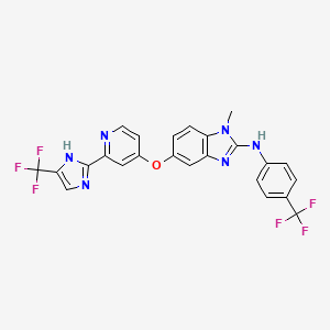 molecular formula C24H16F6N6O B1314548 1-methyl-5-[2-[5-(trifluoromethyl)-1H-imidazol-2-yl]pyridin-4-yl]oxy-N-[4-(trifluoromethyl)phenyl]benzimidazol-2-amine CAS No. 927880-90-8