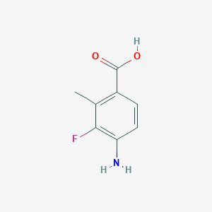 molecular formula C8H8FNO2 B13145516 4-Amino-3-fluoro-2-methylbenzoic acid 