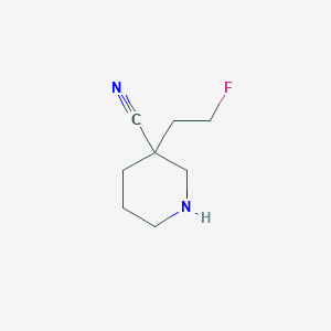molecular formula C8H13FN2 B13145561 3-(2-Fluoroethyl)piperidine-3-carbonitrile 