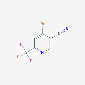 molecular formula C7H2BrF3N2 B13145579 4-Bromo-6-(trifluoromethyl)nicotinonitrile 