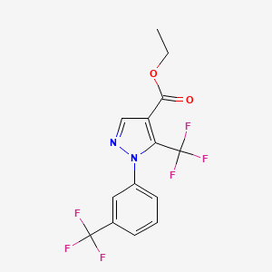 molecular formula C14H10F6N2O2 B1314611 Ethyl 5-(trifluoromethyl)-1-[3-(trifluoromethyl)phenyl]pyrazole-4-carboxylate 