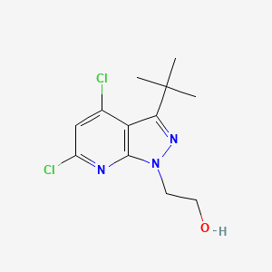 molecular formula C12H15Cl2N3O B13146149 2-{3-tert-butyl-4,6-dichloro-1H-pyrazolo[3,4-b]pyridin-1-yl}ethan-1-ol 