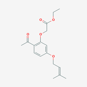 molecular formula C17H22O5 B1314627 Ethyl 2-(2-acetyl-5-((3-methylbut-2-en-1-yl)oxy)phenoxy)acetate CAS No. 64506-46-3