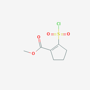 molecular formula C7H9ClO4S B13146952 Methyl 2-(chlorosulfonyl)cyclopent-1-ene-1-carboxylate 