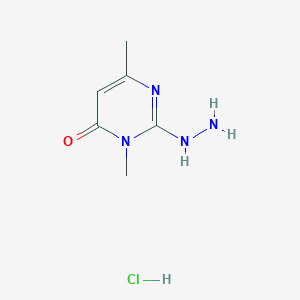 molecular formula C6H11ClN4O B13147080 2-Hydrazinyl-3,6-dimethylpyrimidin-4(3H)-onehydrochloride 