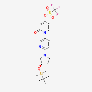 molecular formula C21H28F3N3O5SSi B13147327 (R)-6'-(3-((tert-Butyldimethylsilyl)oxy)pyrrolidin-1-yl)-2-oxo-2H-[1,3'-bipyridin]-4-yl trifluoromethanesulfonate 