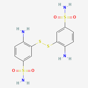 molecular formula C12H14N4O4S4 B13147340 3,3'-Dithiobis(4-aminobenzenesulfonamide) CAS No. 5332-71-8