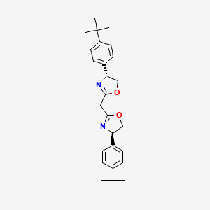 molecular formula C27H34N2O2 B13147385 Bis((R)-4-(4-(tert-butyl)phenyl)-4,5-dihydrooxazol-2-yl)methane 