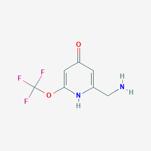 molecular formula C7H7F3N2O2 B13147504 2-(Aminomethyl)-4-hydroxy-6-(trifluoromethoxy)pyridine 
