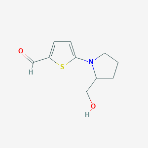 molecular formula C10H13NO2S B13147533 5-[2-(Hydroxymethyl)pyrrolidin-1-yl]thiophene-2-carbaldehyde 