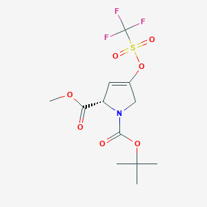 molecular formula C12H16F3NO7S B1314754 (S)-1-tert-Butyl 2-methyl 4-(((trifluoromethyl)sulfonyl)oxy)-1H-pyrrole-1,2(2H,5H)-dicarboxylate CAS No. 462125-00-4
