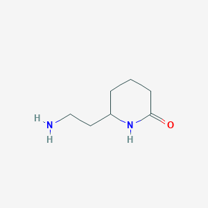 molecular formula C7H14N2O B13147545 6-(2-Aminoethyl)piperidin-2-one 