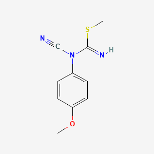 molecular formula C10H11N3OS B13147552 Methyl cyano(4-methoxyphenyl)carbamimidothioate 