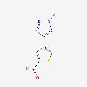 molecular formula C9H8N2OS B13147597 4-(1-Methyl-1H-pyrazol-4-YL)thiophene-2-carbaldehyde 