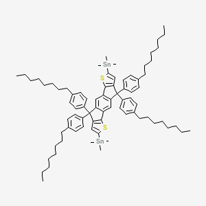 molecular formula C78H106S2Sn2 B13147599 Trimethyl-[9,9,18,18-tetrakis(4-octylphenyl)-15-trimethylstannyl-5,14-dithiapentacyclo[10.6.0.03,10.04,8.013,17]octadeca-1(12),2,4(8),6,10,13(17),15-heptaen-6-yl]stannane 