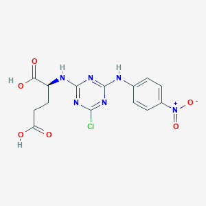 molecular formula C14H13ClN6O6 B13147794 N-[4-Chloro-6-(4-nitroanilino)-1,3,5-triazin-2-yl]-L-glutamic acid CAS No. 61955-61-1