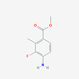 molecular formula C9H10FNO2 B13147996 Methyl 4-amino-3-fluoro-2-methylbenzoate 