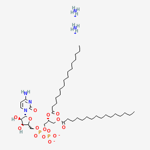 molecular formula C44H87N5O15P2 B13148289 Cytidine5'-(trihydrogendiphosphate),P'-[(2R)-2,3-bis[(1-oxohexadecyl)oxy]propyl]ester,diammoniumsalt 