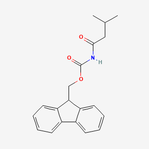 molecular formula C20H21NO3 B13148427 Carbamic acid, (3-methyl-1-oxobutyl)-, 9H-fluoren-9-ylmethyl ester CAS No. 652135-32-5