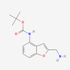 molecular formula C14H18N2O3 B13148543 tert-Butyl (2-(aminomethyl)benzofuran-4-yl)carbamate 