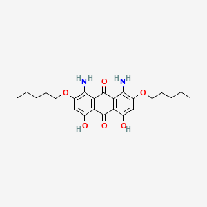 molecular formula C24H30N2O6 B13148601 1,8-Diamino-4,5-dihydroxy-2,7-bis(pentyloxy)anthracene-9,10-dione CAS No. 88604-00-6