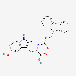 molecular formula C27H22N2O5 B13148720 2-(9H-fluoren-9-ylmethoxycarbonyl)-6-hydroxy-1,3,4,9-tetrahydropyrido[3,4-b]indole-3-carboxylic acid 