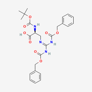 molecular formula C25H30N4O8 B13148909 Boc-Alg(Z)2-OH 