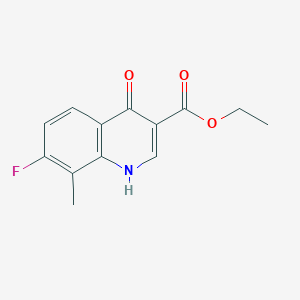 molecular formula C13H12FNO3 B13149045 Ethyl 7-fluoro-4-hydroxy-8-methylquinoline-3-carboxylate 