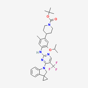 molecular formula C35H42F3N5O3 B13149317 Tert-butyl 4-(5-isopropoxy-2-methyl-4-(4-(spiro[cyclopropane-1,3'-indoline]-1'-yl)-5-(trifluoromethyl)pyrimidin-2-ylamino)phenyl)piperidine-1-carboxylate 