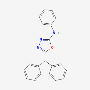 molecular formula C21H15N3O B13149655 5-(9H-Fluoren-9-YL)-N-phenyl-1,3,4-oxadiazol-2-amine CAS No. 63194-02-5