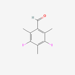 molecular formula C10H10I2O B13149733 3,5-Diiodo-2,4,6-trimethylbenzaldehyde 