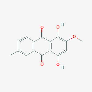 molecular formula C16H12O5 B13149880 1,4-Dihydroxy-2-methoxy-6-methylanthracene-9,10-dione CAS No. 67402-64-6