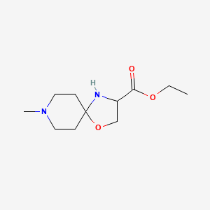 molecular formula C11H20N2O3 B13150093 Ethyl 8-methyl-1-oxa-4,8-diazaspiro[4.5]decane-3-carboxylate 