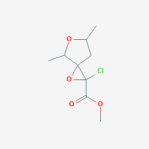 molecular formula C9H13ClO4 B13150447 Methyl 2-chloro-4,6-dimethyl-1,5-dioxaspiro[2.4]heptane-2-carboxylate 