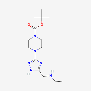 molecular formula C14H26N6O2 B13150475 tert-Butyl 4-{5-[(ethylamino)methyl]-1H-1,2,4-triazol-3-yl}piperazine-1-carboxylate 