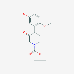 molecular formula C18H25NO5 B13150503 Tert-butyl 4-(2,5-dimethoxyphenyl)-3-oxopiperidine-1-carboxylate 