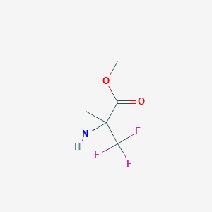 molecular formula C5H6F3NO2 B13150747 Methyl 2-(trifluoromethyl)aziridine-2-carboxylate 