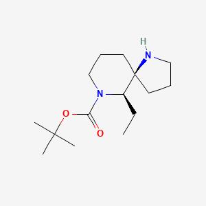 molecular formula C15H28N2O2 B13151569 tert-butyl (5R,10R)-10-ethyl-1,9-diazaspiro[4.5]decane-9-carboxylate 