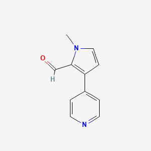molecular formula C11H10N2O B13151627 1-Methyl-3-(pyridin-4-yl)-1H-pyrrole-2-carbaldehyde 