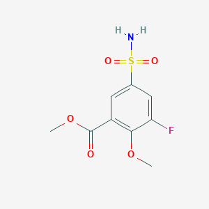 molecular formula C9H10FNO5S B13151657 Methyl 3-fluoro-2-methoxy-5-sulfamoylbenzoate 