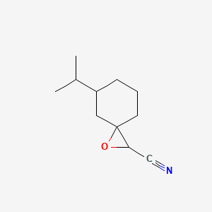 molecular formula C11H17NO B13151724 5-(Propan-2-yl)-1-oxaspiro[2.5]octane-2-carbonitrile 