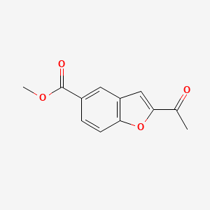 molecular formula C12H10O4 B13152577 Methyl 2-acetylbenzofuran-5-carboxylate 