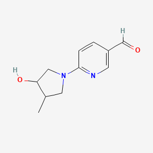 molecular formula C11H14N2O2 B13152586 6-(3-Hydroxy-4-methylpyrrolidin-1-yl)pyridine-3-carbaldehyde 