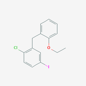 molecular formula C15H14ClIO B13152745 1-Chloro-2-(2-ethoxybenzyl)-4-iodobenzene 