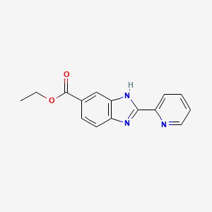 molecular formula C15H13N3O2 B1315320 1H-Benzimidazole-5-carboxylic acid, 2-(2-pyridinyl)-, ethyl ester CAS No. 63053-16-7