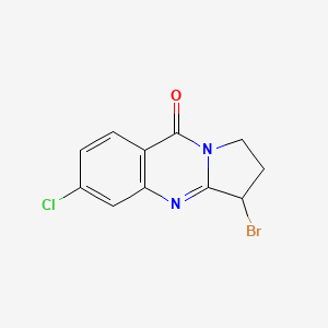 molecular formula C11H8BrClN2O B13153549 3-bromo-6-chloro-1H,2H,3H,9H-pyrrolo[2,1-b]quinazolin-9-one 